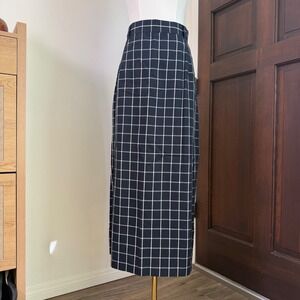 Jones New York Country Maxi Skirt Plaid Windowpane | Black White | Size 16